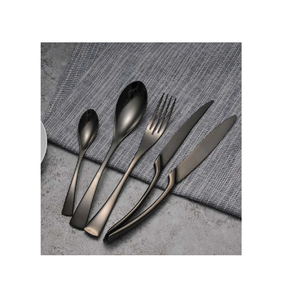 Juego de Cubiertos de metal negro de alta calidad para restaurante, comedor, juego de tenedor de acero con espejo plateado clásico reutilizable - Product Image 1