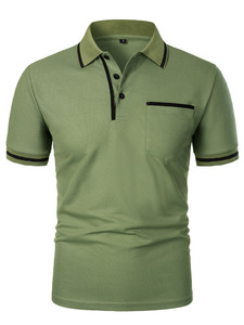 <span class=keywords><strong>Polo</strong></span> Casual da Uomo con Colletto Rialzato, Taglie Forti, Traspirante in Fibra di Acetato, Motivo Tinta Unita o Stampato, Tessuto Jersey - Product Image 3