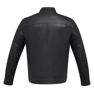 Custom High Quality Casual Fashion <b>Biker</b> <b>Jacket</b> Genuine Leather Classic Style Stand Collar Breathable Winter Satin 4XL - Product Image 3