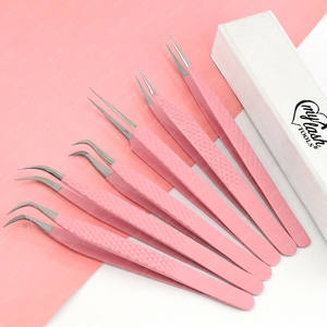 Pince à épiler à pointe de fibre d'isolation droite professionnelle pince à épiler incurvée classique et crochet Volume de botte outil de greffage d'extension de cils - Product Image 6