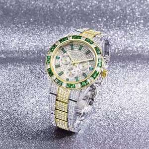 Reloj de Hombre de Plata con Diamantes Completos, Tres Ojos, Seis Agujas, Brazalete Hip Hop, Reloj de Pulsera Luminoso, Movimiento Mecánico de Cristal, Tourbillon - Product Image 3