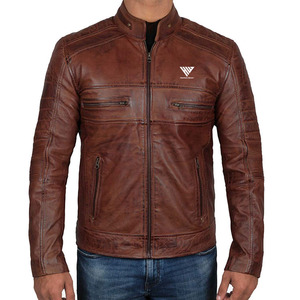 Veste en cuir élégante pour homme avec épaules matelassées, col montant à capuche, vêtements d'extérieur d'hiver, poches, veste en cuir tendance - Product Image 1