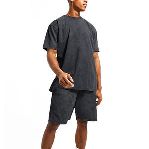 Vêtements de marque d'été Streetwear Hip Hop Ensemble de shorts délavés à l'acide/Prix de gros Ensemble de shorts pour hommes de taille normale Nouveau design - Product Image 1