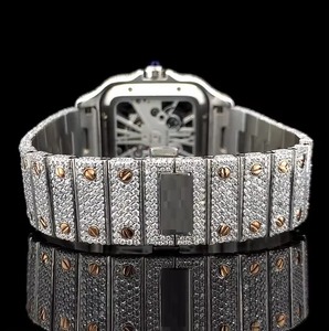 นาฬิกาเพชรเย็นสุดหรูสำหรับผู้ชายสายสแตนเลสสตีลหน้าปัดกระจกสุดหรูเครื่องประดับแฟชั่น - Product Image 4