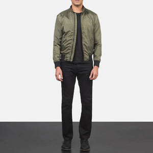 Blouson aviateur élégant en daim pour hommes avec col montant en polyester durable et poches fonctionnelles-Vente en gros - Product Image 3