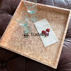 Premium MOP Inlay Tray by Tradebyd Elegante bandeja hecha a mano Ideal para servir en la cocina y regalos - Product Image 3
