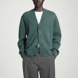 High Quality Custom <b>Men's</b> Spring V-Neck <b>Cardigan</b> Solid Color Button Decoration <b>Knitted</b> Business Casual Jacket - Product Image 6