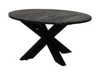 Ensemble de table à manger ronde en marbre noir Martino de style français moderne et luxueux avec pieds en métal croisés, idéal pour les hôtels et les bureaux, avec fonction pliable