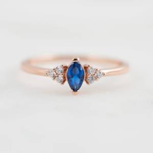 Bague élégante en argent sterling 925 véritable avec pierre précieuse bleue CZ sertie dans un serti clos, de haute qualité, pour femmes, occasions de fête - Product Image 2