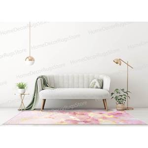Alfombra Brillante - Alfombras Doradas Elegantes, Alfombra Estampada de Mármol Rosa y Dorado, Alfombra Delgada No Tejida - Product Image 4