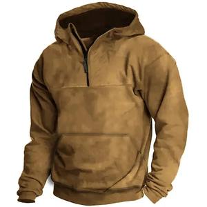 Custom Logo Design Street Wear <b>Quarter</b> Zipper Hoodie Cotton <b>Fleece</b> Factory Made <b>Quarter</b> Zipper <b>men's</b> hoodies - Product Image 3