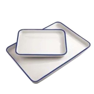 Plateau de finition en émail rouge arrondi pour la nourriture et le dessert pour les restaurants, les cafés et les cantines utilisent un équipement de restauration - Product Image 2