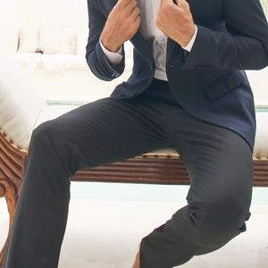 กางเกงขายาวทรงตรงสไตล์คลาสสิกสำหรับผู้ชาย BEAM PAT01 ผ้าโพลีเอสเตอร์ 100% ติดซิป เอวกลาง สีพื้น ใส่สบาย เหมาะสำหรับฤดูร้อน มี 2 สี - Product Image 5