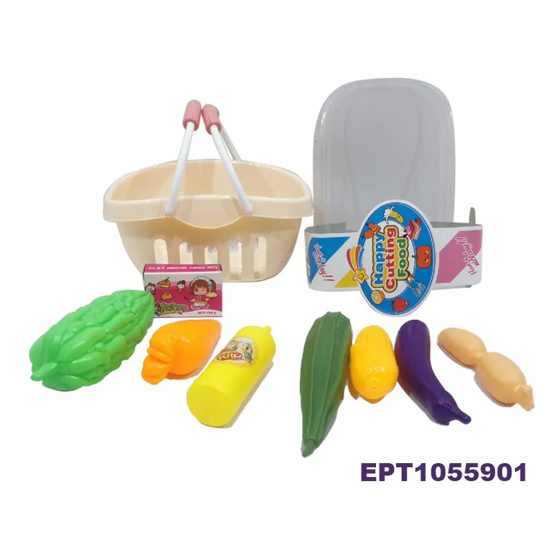 EPT Promotion Dollartoys Simulation Fruit Bitter Gourd Loofah Lotus Root Basket Food Set Pretend Toy