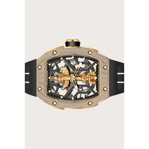 Montre pour homme Ailuo série 6629, tendance mode, entièrement ajourée, automatique, finition dorée et argentée, style mécanique - Product Image 2