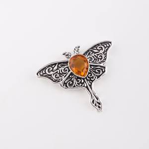 Collar de Plata de Ley con Colgante de Mariposa de Citrino, Estilo Antiguo, Filigrana, Joyería de Piedras Preciosas Hecha a Mano, Certificado IGI, Regalo - Product Image 5