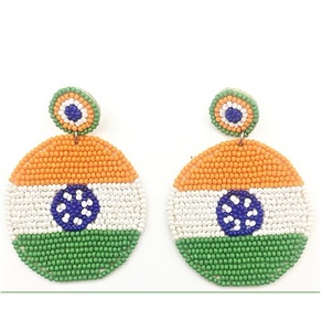 Pendientes de bandera india con estilo moderno para niñas y mujeres, cuentas de cristal Vintage de moda con gancho cristiano para fiestas - Product Image 1