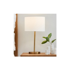 Customized Modern simple hotel villa high-end bedroom table <b>lamp</b> living room study metal & fabric table <b>lamp</b> with wooden base - Product Image 2