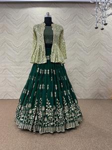 Nouveau Style de créateur au Look riche, Georgette Lehenga, choli avec broderie, séquence de travail, Lehenga avec fantaisie Georgette dupata - Product Image 4
