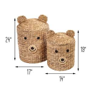 Juego de 2 Cestas de Almacenamiento de Jacinto de Agua en Forma de Oso, Cesta de Almacenamiento Tejida a Mano, Ecológica, Hecha en Vietnam - Product Image 6