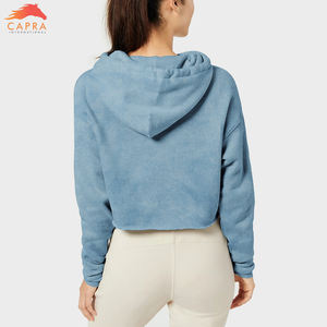 Sweat à capuche court pour femmes professionnelles nouveau Design respirant anti-boulochage couleur unie Logo personnalisé vêtements d'hiver décontractés - Product Image 4