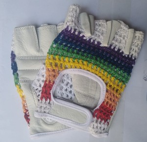 GANTS CYCLISTES EN CROCHET ET CUIR DE CHÈVRE PUR STYLE VINTAGE - Product Image 1