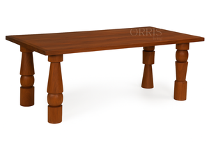 Elegante mesa de comedor de madera maciza con patas talladas únicas, diseño duradero y acabado natural para un estilo atemporal. - Product Image 2