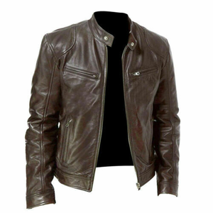 Chaquetas de Cuero para Hombre a la Moda, Chaqueta de Motociclista de PU, Abrigo de Invierno, Chaqueta de Moda Resistente, Suministro al por Mayor para Pedidos al por Mayor - Product Image 4