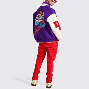 2025 OEM personnalisé broderie toile cuir patchs Varsity Bomber Letterman College grande taille Baseball col montant vestes - Product Image 4