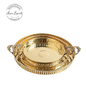 Plateau de service à la feuille d'or Plateau orné 3D de ton or pour un divertissement élégant - Product Image 4