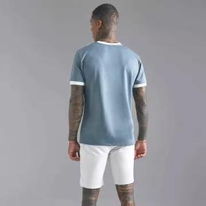 เสื้อยืดคอกลมแขนสั้นผ้าเจอร์ซีย์ผ้าฝ้าย 100% สไตล์วินเทจลำลองสำหรับฤดูร้อน ไม่หดตัว ล้างสีแบบแอซิดพิมพ์ลายพัฟ - Product Image 3