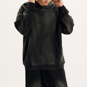 Haute qualité 100% coton lavé à l'acide à capuche lavage vieux pull pierre lavé surdimensionné Vintage à capuche soleil fané DDP expédition - Product Image 2