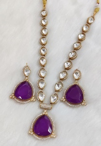 Conjunto de Collar de Latón con Piedras Polki y Doublet para Mujer, Estilo Minimalista, de Lujo, Alta Calidad, Ideal para Fiestas, Estilo Étnico y Occidental - Product Image 5