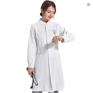 Manteau de laboratoire en toile blanche longue et douce personnalisable pour femmes, longueur régulière - Product Image 4