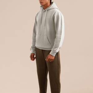 Soft <b>fleece</b> hoodie in light grey and <b>brown</b> with a relaxed fit and kangaroo pocket designed for everyday comfort - Product Image 2