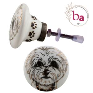 ลูกบิดเซรามิกทาสีหน้าลูกสุนัขสีทองแบบอเมริกันมือจับลิ้นชักตู้อุตสาหกรรมแบบดึงลิ้นชักลิ้นชักตู้เสื้อผ้าห้องนอนกลางแจ้งโรงแรม - Product Image 1