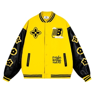 Chaqueta de Invierno con Bordado de Letras de Hip-Hop y Estampado de Flocado para Hombre, Chaquetas de Béisbol Personalizadas de Alta Calidad para Hombre - Product Image 5