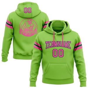 Sweat-shirt à capuche personnalisé cousu vert fluo rose-marine Sweat-shirt à capuche polaire de football d'hiver Bouffée en relief perlée brodée - Product Image 1