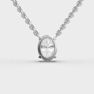 Pendentif solitaire en diamant taille ovale en argent sterling 925 massif - Product Image 4