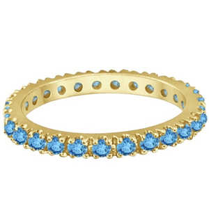 14K Yellow Gold Blue Topaz Eternity Stackable <b>Ring</b> Band 0.75ct Real Platinum with Rhodium Plating Fine Jewelry for <b>Boys</b> - Product Image 4