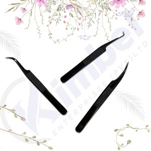 Pinzas de extensión de pestañas personalizadas, punta de fibra negra de Plasma delgada de 90 grados, Material de acero inoxidable de sujeción fuerte - Product Image 4