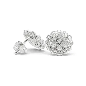 Boucles d'oreilles clous florales en diamant de laboratoire 0,126 CT, clarté VVS-VS EF, or 18 carats, 14 carats, 10 carats et argent 925, or rose, or jaune, or blanc - Product Image 4