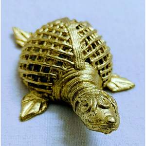 Mukherjee Artisanat Laiton Dhokra Tortue Oeuvre Artisanale Shabby Chic Design de Luxe pour la Décoration Intérieure 10cm X 6.4cm X 20.2cm - Product Image 2
