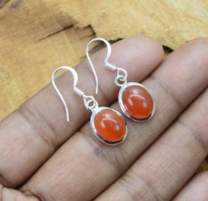 Boho Style Trendy 925 Sterling <b>Silver</b> <b>Drop</b> <b>Earrings</b> with Carnelian Gemstone Handmade Jewelry for Women Wedding Gift - Product Image 2