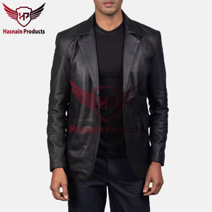 Men's Business Casual Genuine <b>Leather</b> <b>Blazers</b> <b>Jacket</b> Spring Autumn Fashion Lapel Suit Coat Casual Dress Suit for Men - Product Image 2