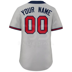 Maillot de baseball d'équipe en gros deux boutons avec logo d'impression de broderie personnalisée pour les clubs portent le maillot de baseball à la mode - Product Image 3