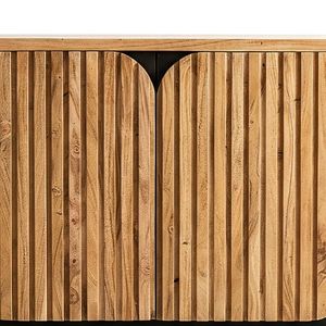 Buffet en bois d'acacia à 2 portes en noir, design moderne pour le salon et la salle à manger, rangement, fabrication artisanale, utilisation hôtelière, écologique, vente en gros - Product Image 4