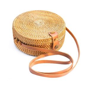 Vietnam Handmade Round Rattan <b>Bag</b> Natural Woven Straw Handbag Vintage <b>Boho</b> Shoulder <b>Bag</b> for Women - Product Image 6