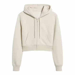 เสื้อฮู้ดซิปเต็มตัวสำหรับผู้หญิงเสื้อขนแกะเนื้อนุ่มโอเวอร์ไซส์ระบายอากาศได้ดีโลโก้ออกแบบได้ตามต้องการสำหรับฤดูหนาว - Product Image 5