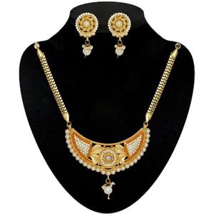 Conjunto de joyería fina Kriaa Collar de piedra y Perla austriaca naranja - Product Image 1